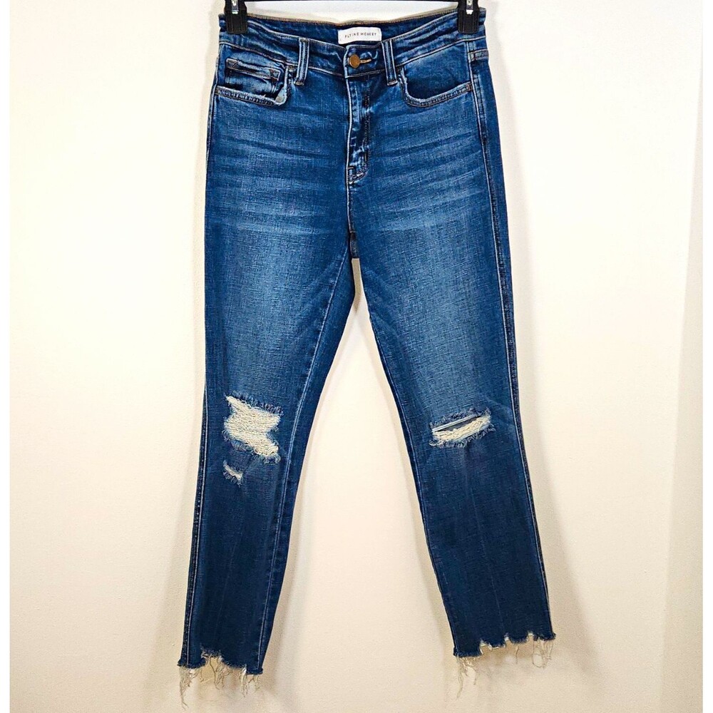 Flying Monkey Distressed Stretch Straight leg Denim Jeans Size 28